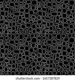 Ladrillos dibujados a mano sin fisuras en blanco y negro. Ilustración vectorial.