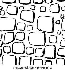 Ladrillos dibujados a mano sin fisuras en blanco y negro. Ilustración vectorial.