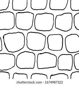 Ladrillos dibujados a mano sin fisuras en blanco y negro. Ilustración vectorial.
