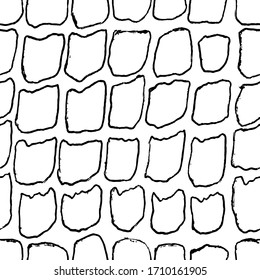 Steine handgezeichnet nahtlose schwarz-weißes Muster. Vektorillustration.