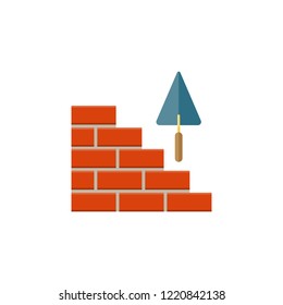 Bricks Icon. Building Material Icon. Build House Foundation. Real Estate Construction Work Symbol. Laying A Brick Wall. Trowel. Material For Construction Icon. Building Lego