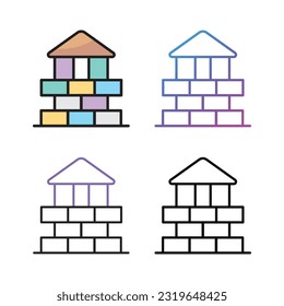 Bricks icon design in four variation color