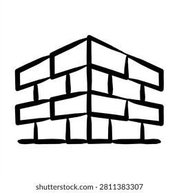 Bricks Icon With Dooldles Handdrawn Style For Building Architectural and Designs