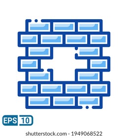 bricks icon in filled line style isolated on white background. EPS 10