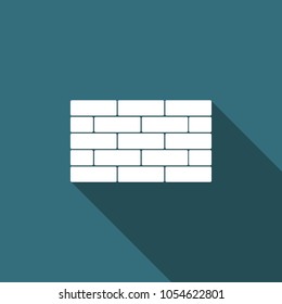 Bricks icon isolated with long shadow. Flat design. Vector Illustration