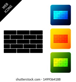Bricks icon isolated. Set icons colorful square buttons. Vector Illustration