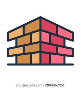 Bricks Icon - Lineal Color Outline Icons For Building Architectural and Designs
