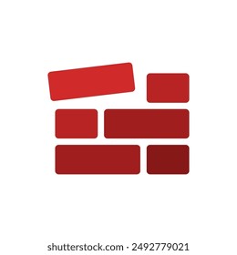 Bricks icon. Logo. Colored silhouette. Front side view. Vector simple flat graphic illustration. Isolated object on a white background. Isolate.