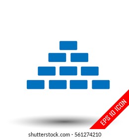 Bricks icon. Simple flat logo of bricks on white background. Vector illustration.