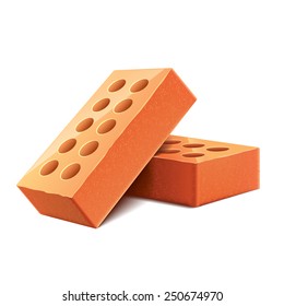 Bricks isolated on white photo-realistic vector illustration