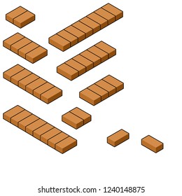 Bricks in the isometric. A set of platforms for building construction. Stone floor and road blocks and pavers.