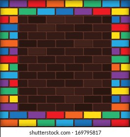 bricks laying and painted with rainbow colors. vector.