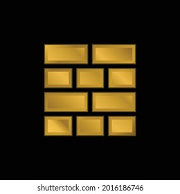 Ladrillos Diseño icono metálico chapado en oro o vector de logotipo