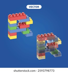 bricks letter R 3D vector icon set, on dark blue background - Powered by Shutterstock - Get 15% off with code: PIKWIZARD15