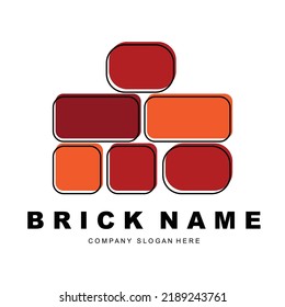 Bricks Logo Design, Material Stone Illustration Vector, Building Construction Icon