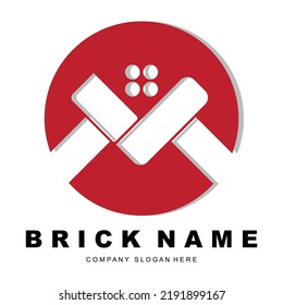 Bricks Logo Design, Material Stone Illustration Vector, Building Construction Icon