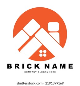 Bricks Logo Design, Material Stone Illustration Vector, Building Construction Icon