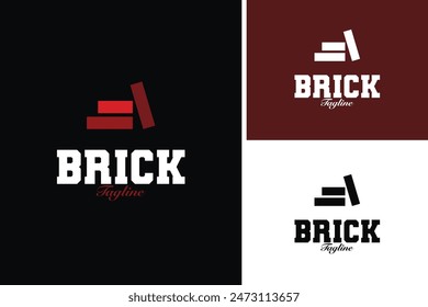 Diseño del logotipo de los ladrillos para la Ilustración vectorial de la Plantilla del edificio de la propiedad