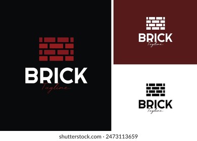 Bricks logo design for property home building template vector illustration