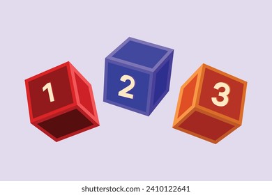 Bricks with numbers. Numeral cube concept. Colored flat vector illustration isolated.