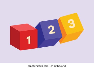 Bricks with numbers. Numeral cube concept. Colored flat vector illustration isolated.