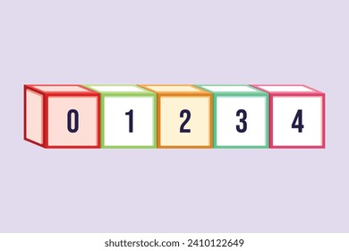 Bricks with numbers. Numeral cube concept. Colored flat vector illustration isolated.