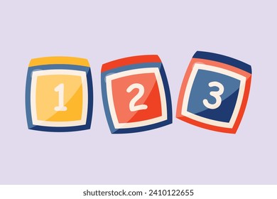 Bricks with numbers. Numeral cube concept. Colored flat vector illustration isolated.