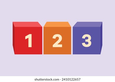 Bricks with numbers. Numeral cube concept. Colored flat vector illustration isolated.