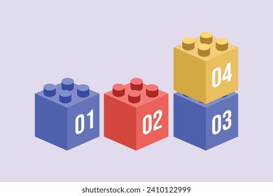 Bricks with numbers. Numeral cube concept. Colored flat vector illustration isolated.