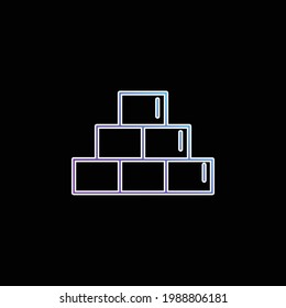 Ladrillos Símbolo de contorno dentro de un icono de vector de gradiente azul circular