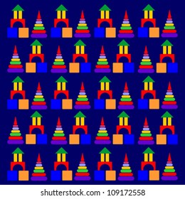 Bricks and Pyramids Background, Isolated Clip-Art Illustration, Vector Version