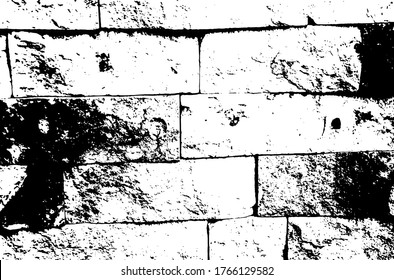 Bricks texture. Stone background.Grunge texture. Grunge black and white vector overlay. Grungy grainy surface.