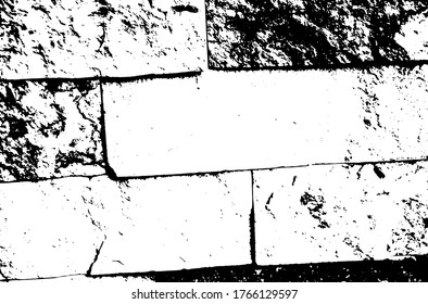 Ziegelstruktur. Steinhintergrund.Grunge Textur. Grunge, schwarz-weißes Vektorüberlagern. Graugraue Oberfläche.