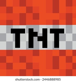 Ladrillos y TNT 3d. Fondo de píxeles. El concepto de fondo de juegos. Recursos de menú de juegos de píxeles, nivel, barras activas. Ilustración vectorial