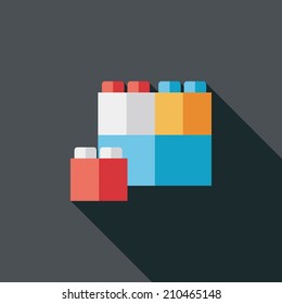 bricks toy flat icon with long shadow,eps10