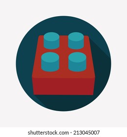 bricks toy flat icon with long shadow,eps10
