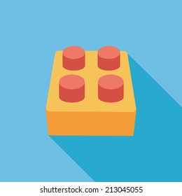 bricks toy flat icon with long shadow,eps10