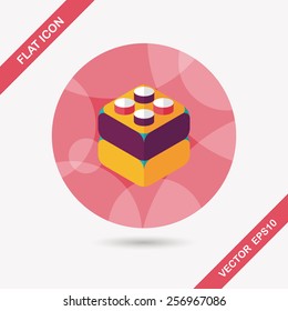 bricks toy flat icon with long shadow,eps10