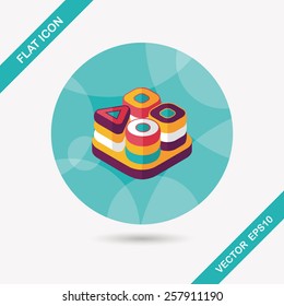 bricks toy flat icon with long shadow,eps10
