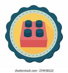 bricks toy flat icon with long shadow,eps10