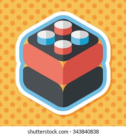 bricks toy flat icon with long shadow,eps10