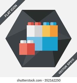 bricks toy flat icon with long shadow,eps10