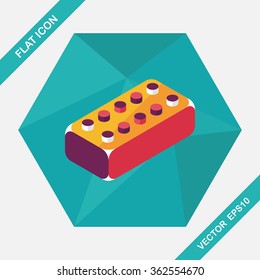 bricks toy flat icon with long shadow,eps10