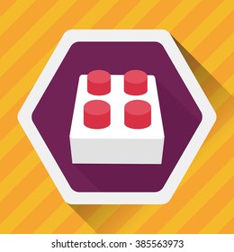 bricks toy flat icon with long shadow,eps10
