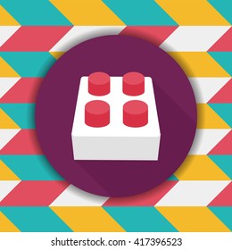 bricks toy flat icon with long shadow,eps10