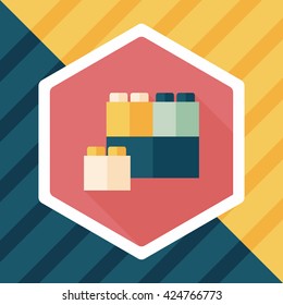 bricks toy flat icon with long shadow,eps10