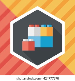 bricks toy flat icon with long shadow,eps10