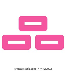 Bricks vector icon. Style is outline flat icon symbol, pink color, white background.