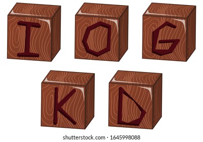 Bricks vector illustration on white background. Alphabet cubes with letters. Vector. 