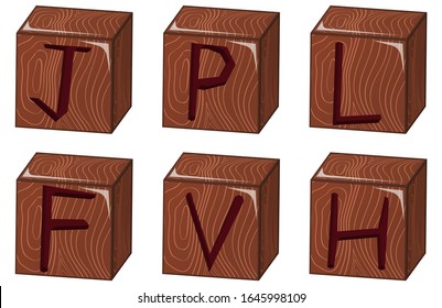 Bricks vector illustration on white background. Alphabet cubes with letters. Vector. 